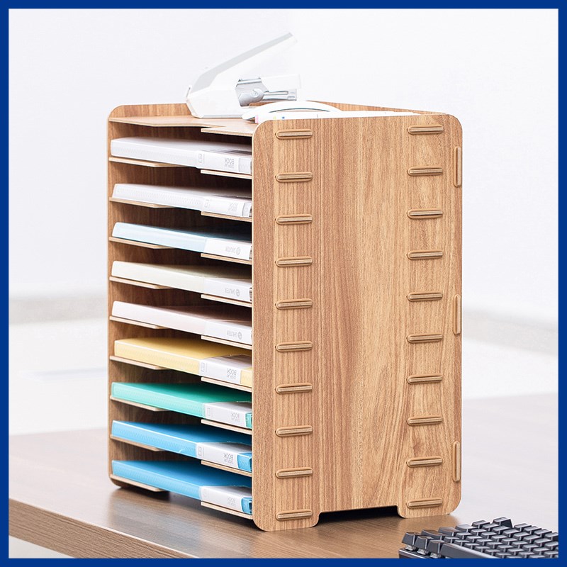 木质文件架多层文件袋收纳架桌面办公置物架文件夹收纳a4资料架