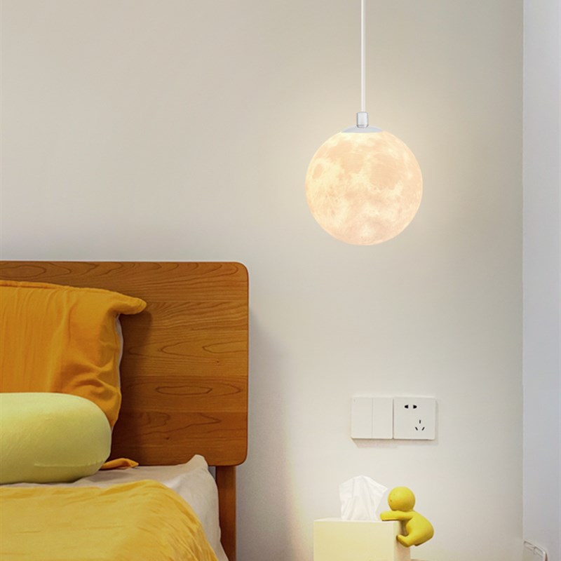 月球吊灯卧室床头3D星球灯北欧创意吧台餐厅客厅沙发背景墙角灯具