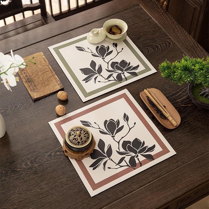 中式禅意品茶吸水沥水垫茶席茶室多功能餐垫高科技硅藻泥方形防滑