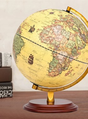 居家摆件装饰品复古仿古桌面地球仪礼古铜色轻奢大号书房办公高清