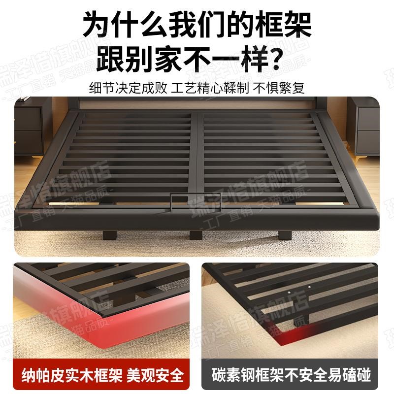悬浮铁艺床软包排骨架加厚加粗铁架床新款双人床家用悬空床单人床