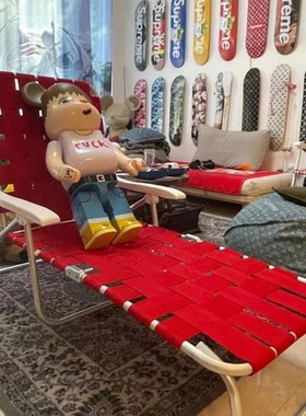 sup2021新品编织椅便携折叠靠椅躺椅休闲沙滩阳台户外潮品午睡床