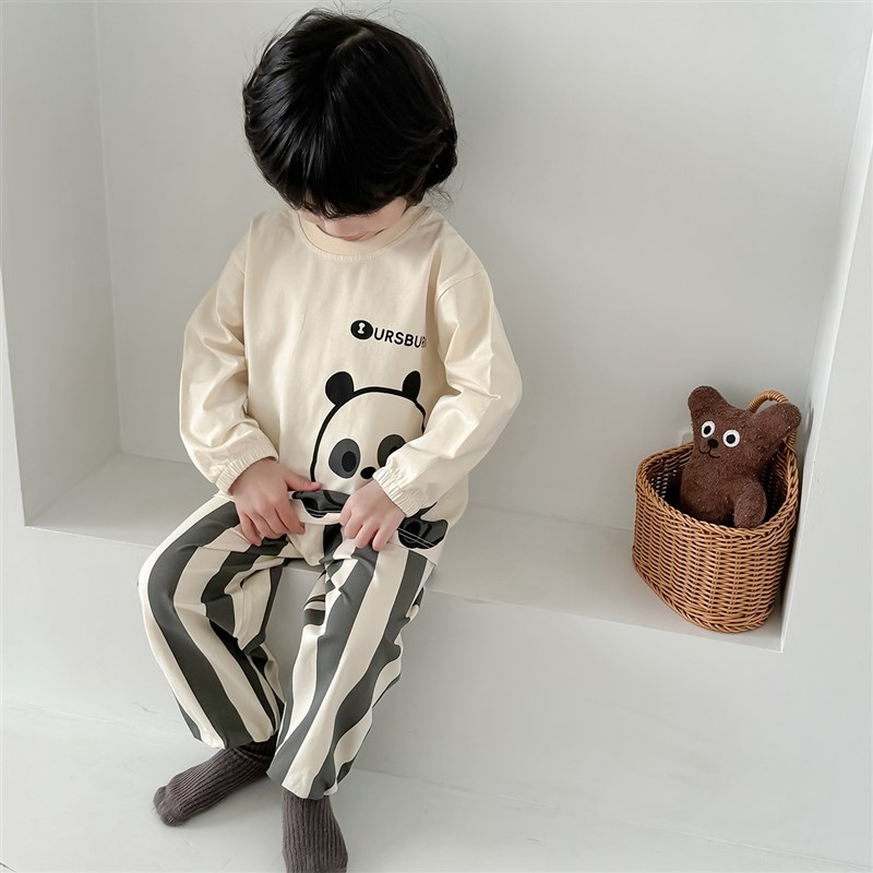 宝宝纯棉家居服儿童长袖长裤宽松春秋款男女童秋冬季圆领睡衣套装