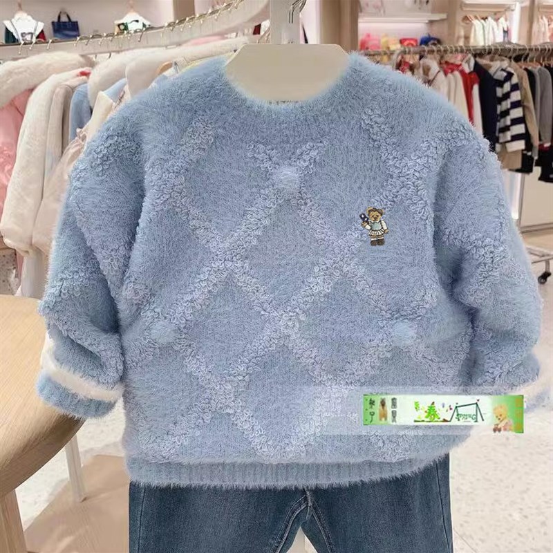 白菜价清女童马海毛休闲提花针织毛衣/针织衫