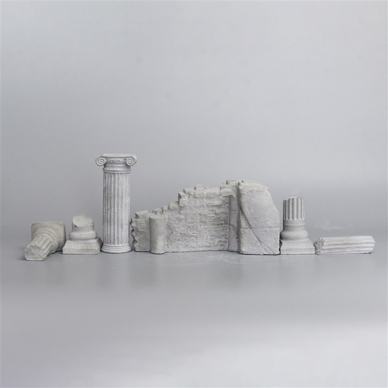 废墟场景 残垣断壁  摆件 清水混凝土水泥工艺品模型造景六件一组
