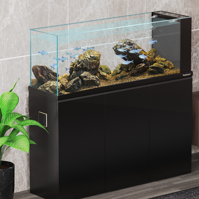 老渔匠原生溪流缸鱼缸不锈钢底滤家用大型造景生态水族箱超白缸