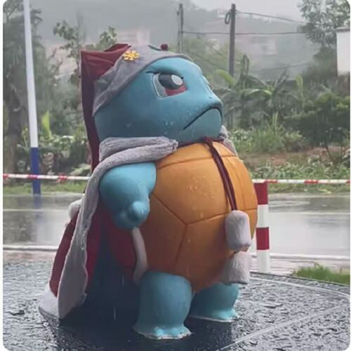 杰尼龟车顶摆件手办带披风车载装饰品傲娇杰尼龟车尾创意公仔挂件