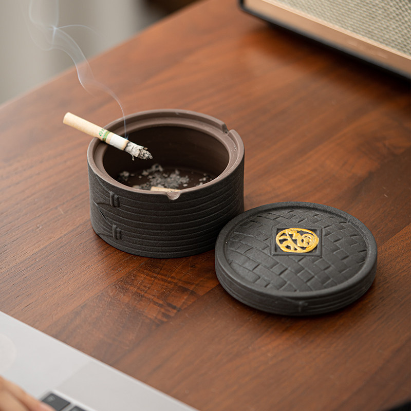 【蒸蒸日上】蒸笼陶瓷烟灰缸家用茶几带盖子个性装饰防风防飞灰摆,家居饰品,装饰烟灰缸,淘宝优惠券,粉丝福利购,淘宝优惠卷