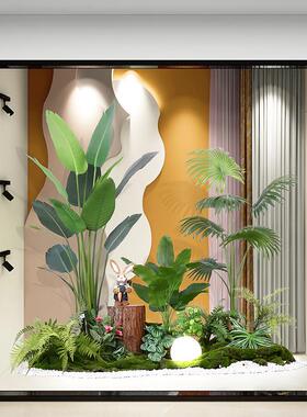仿真绿色植物室内楼梯下造景橱窗转角盆栽假树仿真树景观植物造景