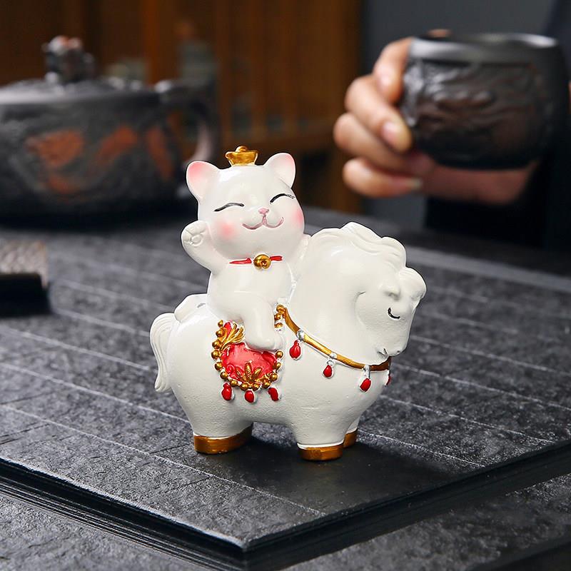 马上有钱猫摆件家居装饰客厅玄关办公室茶几茶室桌面摆设茶宠