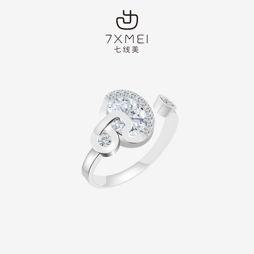 7XMEI七线锆石百搭设计感戒指