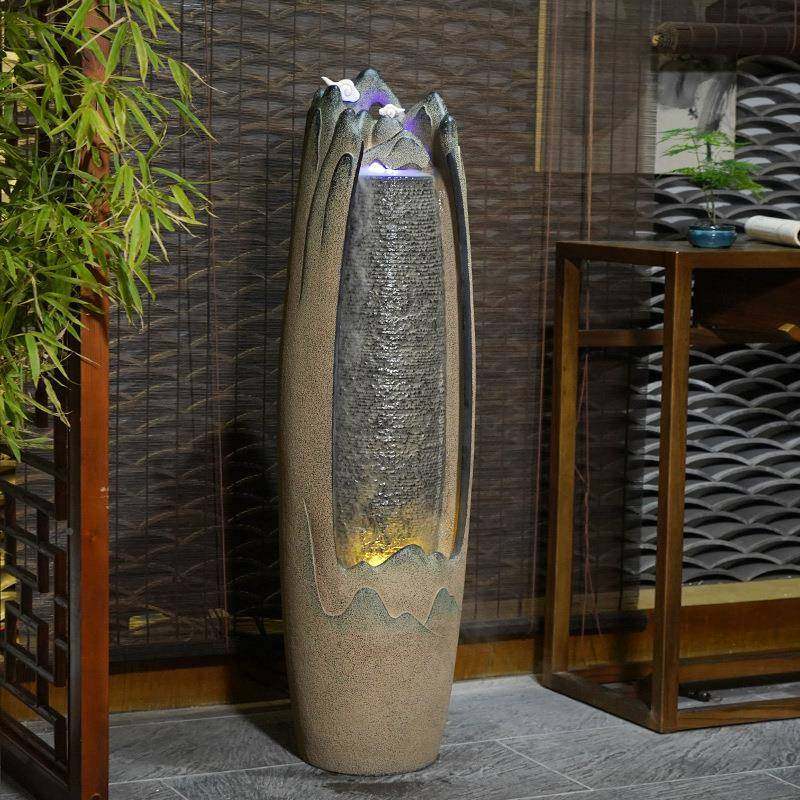 KRG中式水喷泉件创摆意饰客厅办公室落地水景观室内电视柜旁装流