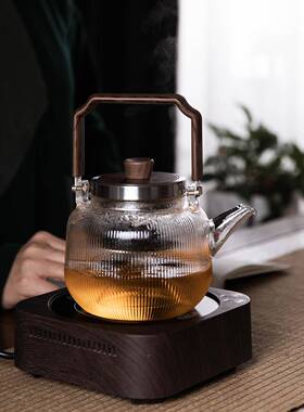 S58可明火炭火玻RYN提梁煮陶茶壶璃茶壶蒸煮两用电炉专用煮茶8器