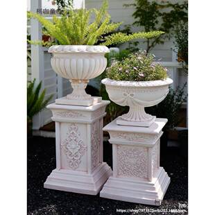 马柱装饰摆欧式园庭件院子婚庆DKO花展示石膏户外花盆花台架麦太