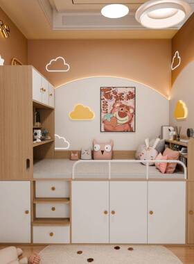 VQI实下木床床衣柜儿童人小户型房间儿童单上床大储物空间