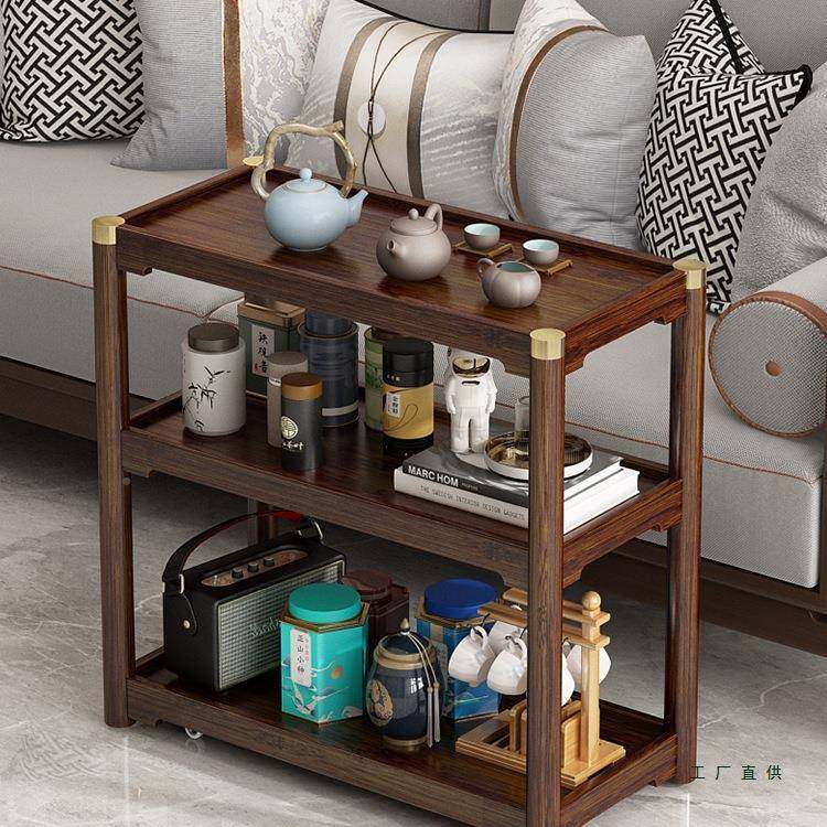 新中式轮边几移几沙发侧边几竹可动家用茶台茶KTL带角边柜小桌子