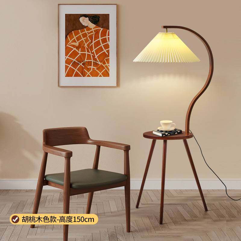 新中式百褶实木落地灯客厅卧室沙发边床头柜置物一体网红简约桌灯,玩具/童车/益智/积木/模型,垂直悬浮玩具,淘宝优惠券,粉丝福利购,淘宝优惠卷