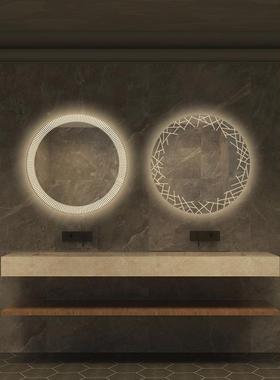 圆形智能浴室镜子卫间挂墙体感应人除雾生led带灯壁挂UNU镜镜化妆