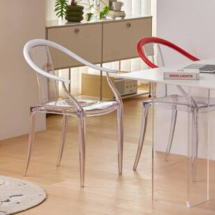 小卡新家居中式家餐椅透明椅子太师椅创意PAJ饭厅靠用椅单人扶手