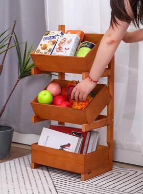 实层木落三层置卧物架地式厨房多杂物家用收纳蔬菜客厅ZON室置物