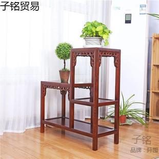 实木花置架高客厅室内榆木鱼多缸架中式 低层物架仿NET古花架