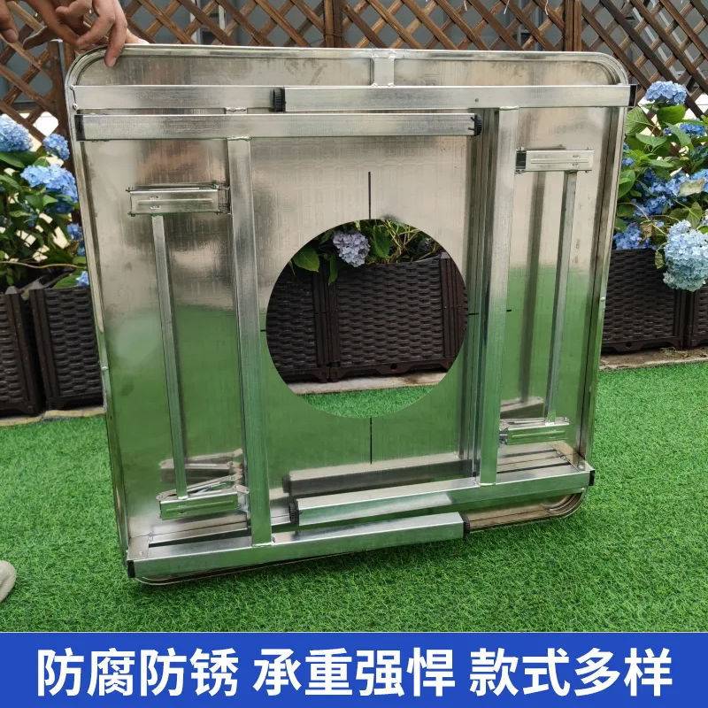 特厚不锈钢折叠烧烤餐桌商用简约吃饭家用圆桌户外摆地摊长方桌子