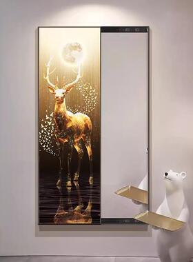 卡通画装饰玄关室画可遮挡隐藏式推拉YYC全身卧镜子隐形穿衣镜挂