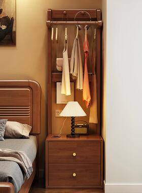 实木床体头小柜衣架一卧室型床边角落挂衣架简易QRS落地挂帽衣服