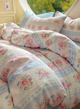 新款柔软亲肤水宿洗棉双纱被套四层件床单床笠款单人舍URX套床三