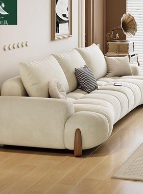 奶布油WRE风布奢艺沙发式意轻客厅小户型沙发现代简约猫爪直排沙
