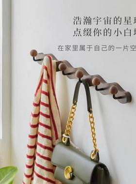 实挂衣架壁挂式挂钩黑胡衣桃木墙上玄关XCL挂衣架进门口木衣帽服