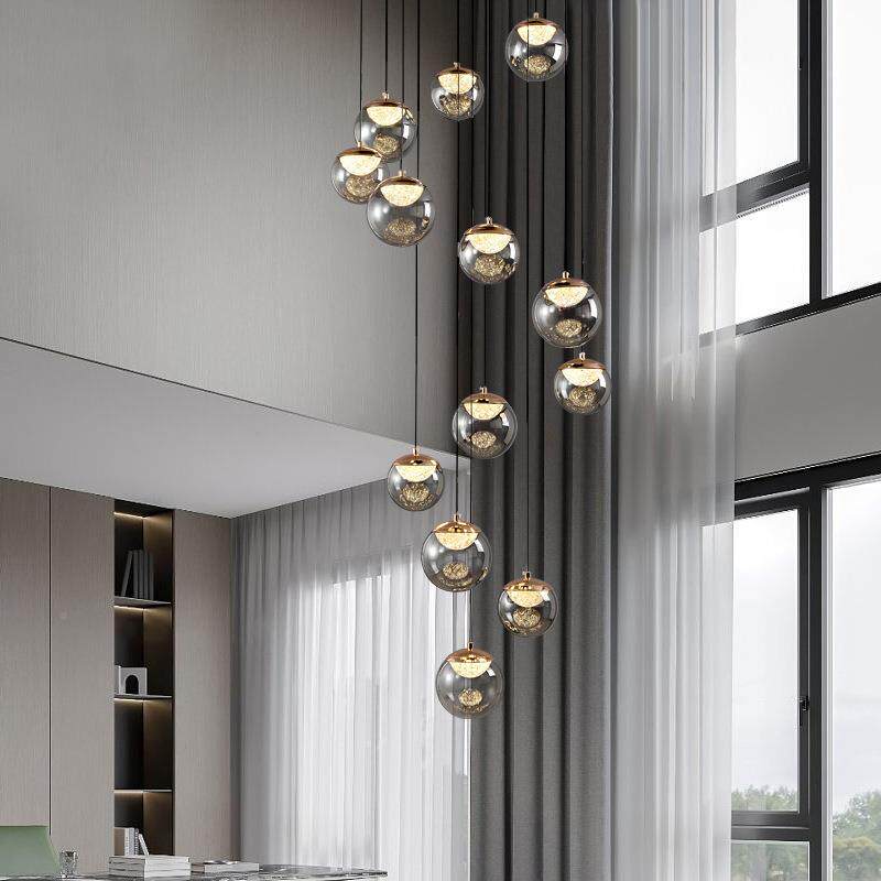 挑别墅空768客厅吊灯设计师个性l长oft复头式楼吊灯吊灯卧室床小