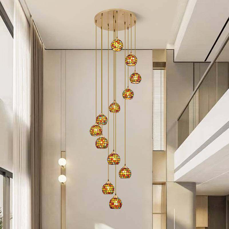 地中海风格复式楼别墅长吊灯民宿loft公寓楼梯间彩绘玻璃个性吊灯,玩具/童车/益智/积木/模型,垂直悬浮玩具,淘宝优惠券,粉丝福利购,淘宝优惠卷