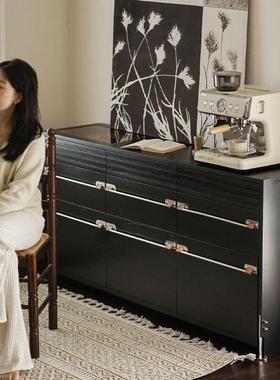 法式复古实木斗柜中古风QVL木餐边柜靠墙实现简床约储物代收纳尾