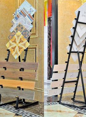 景昂架瓷砖展示300600陶瓷地砖展KBT瓷架木板线条墙砖陈列架