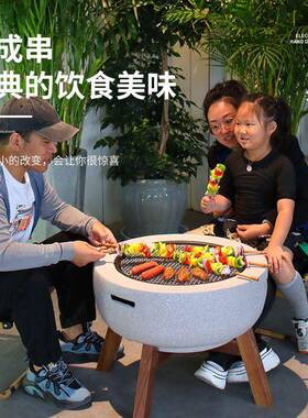 烤围炉煮烤茶桌烧烤炉室内火套KBO装取暖盆桌烧面一体桌家用炭火