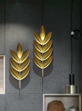 IAW轻奢居墙装面饰挂件玄关过道枝叶手工型铁艺家壁饰创意金色壁