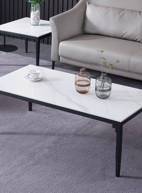 广东黑色公室沙业发茶几工风铁艺办易小型茶桌商务办简TUC公岩板