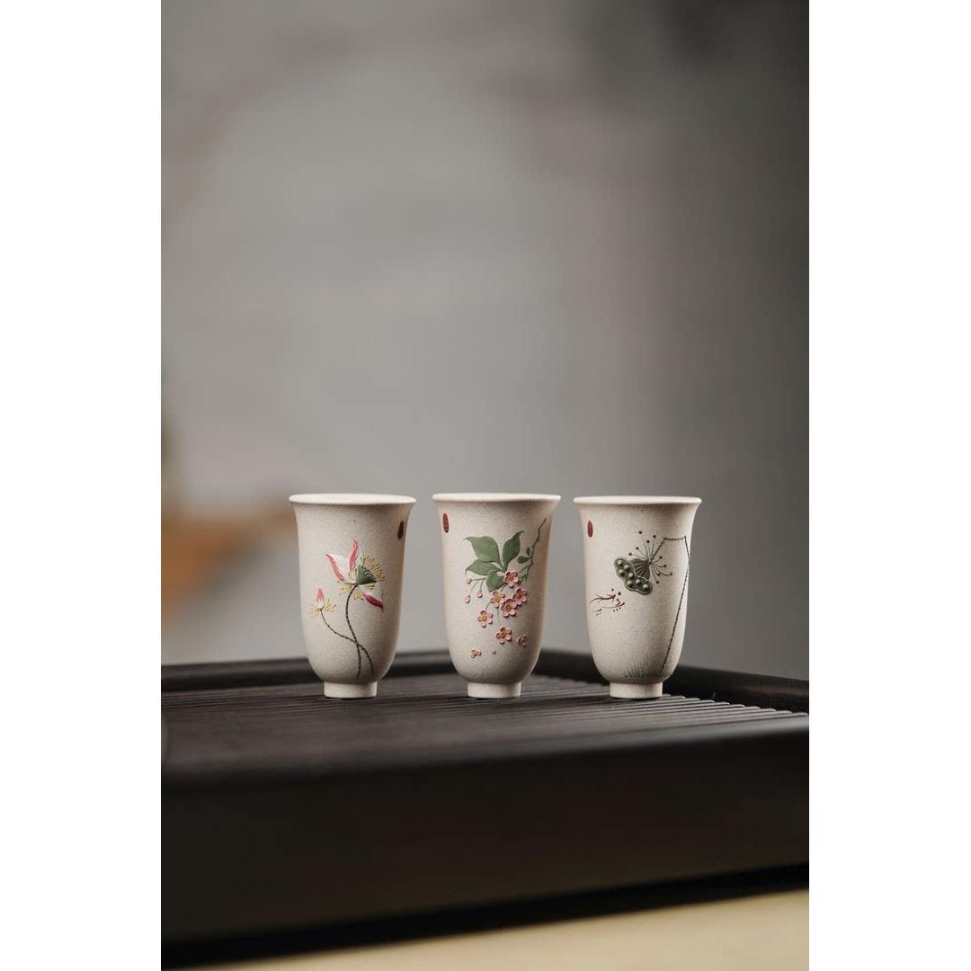 壶途站宜兴原矿紫砂白段泥绘闻香杯手工对杯主人杯品茗茶杯文人杯
