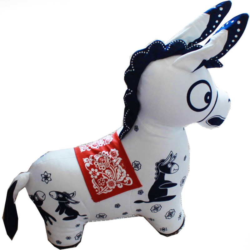 文创布偶毛驴吉祥物布艺驴饰品摆件书房茶楼酒店民宿中式手工特色