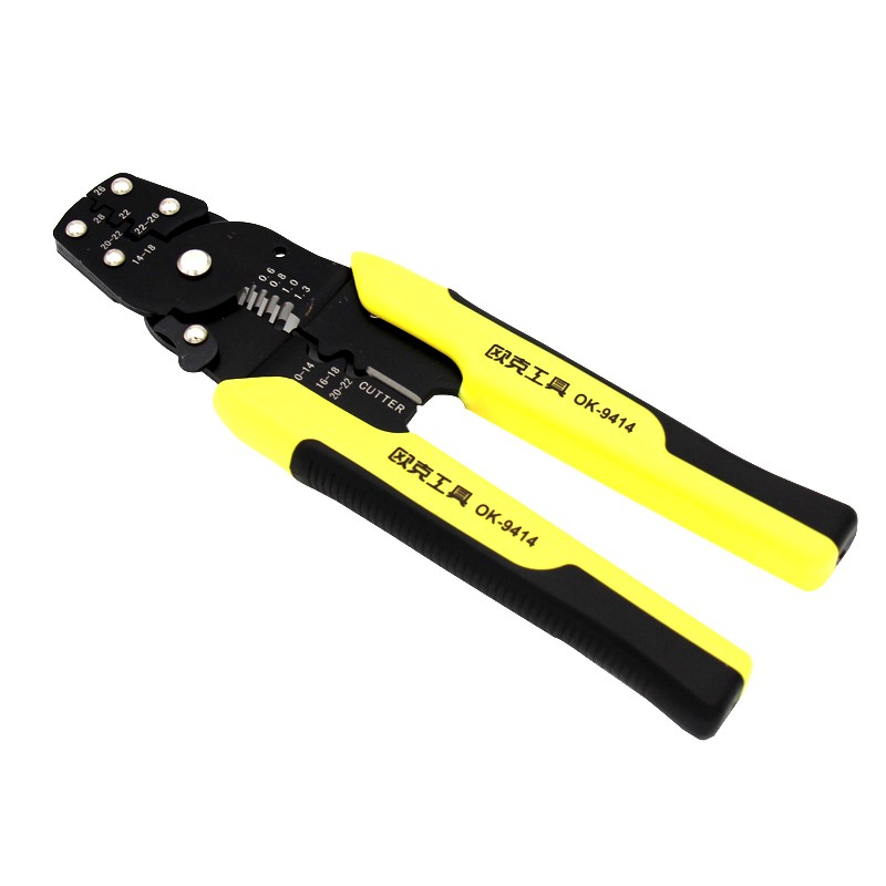 欧克压线钳多功能电工手动扒皮钳子剥线切线压线三用钳子家用工具