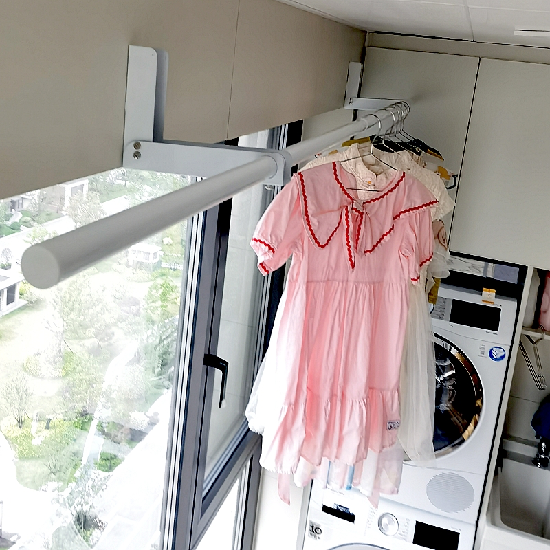 沛晴窗户上方晾衣架窗框折叠凉衣杆横梁晒衣架免打孔阳台简易单杆