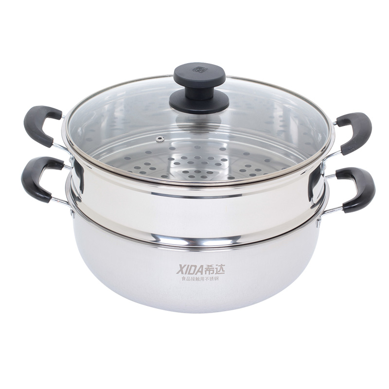 多功能蒸锅特厚家用蒸馒头包子1二2层火锅盆炒锅煤电磁炉通用锅具