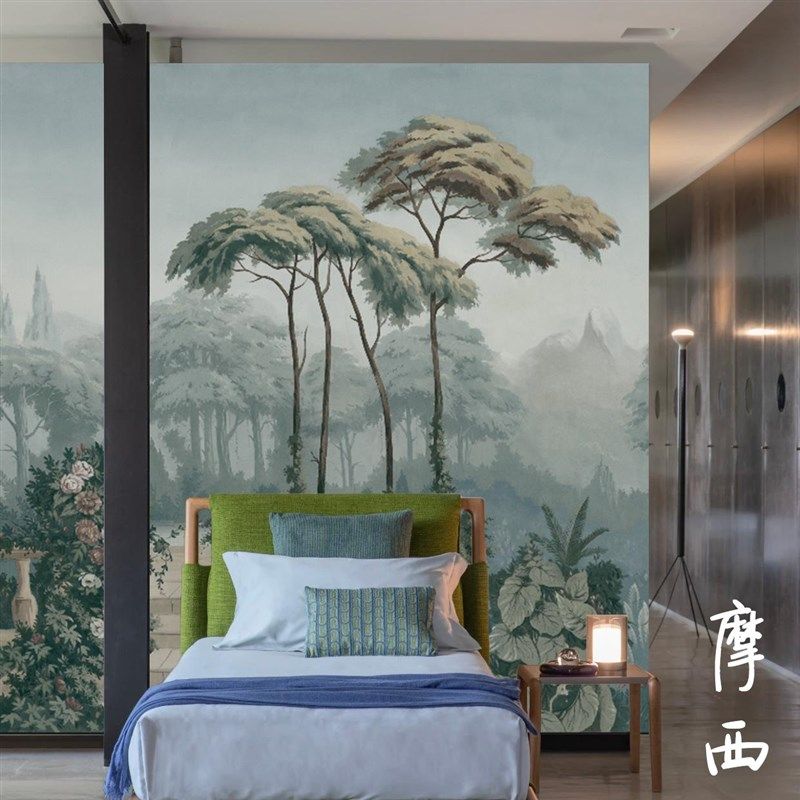 复古南洋风壁纸热带植物墙布壁画定制摩西酒吧民宿客餐厅卧室装饰