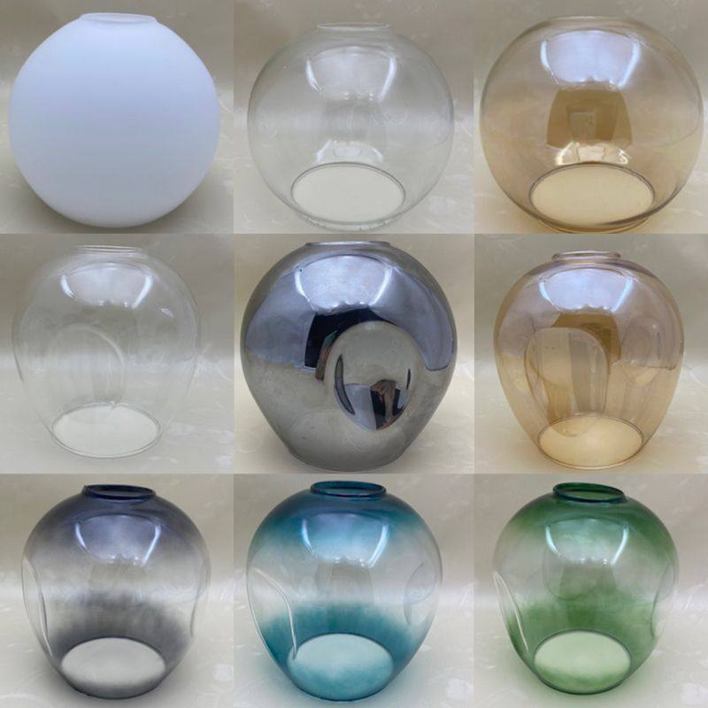 圆球双口灯具配件 e27上下开口奶白琥珀渐变色魔豆分子灯玻璃灯罩