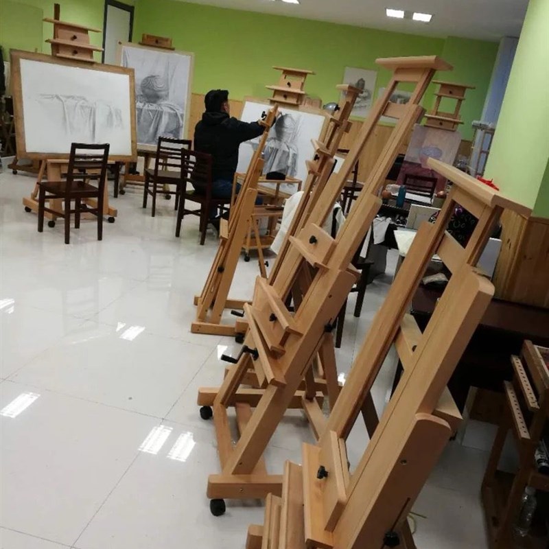 德国榉木制摇杆高档大画架油画架带轮国画架展示架升降画架