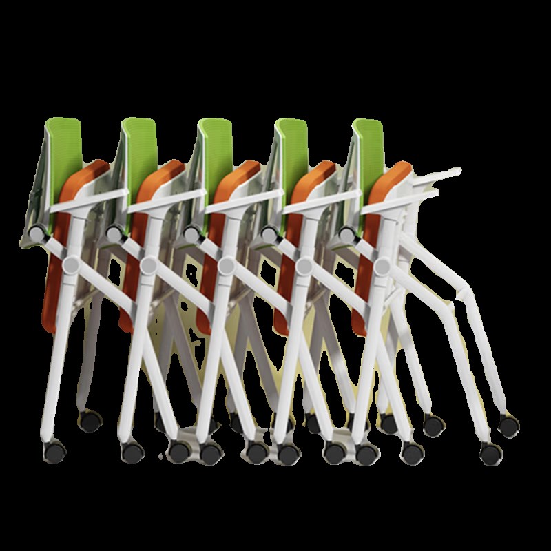 移动会议椅多功能折叠培训椅办公室电脑椅子带写字板轮子学习课椅