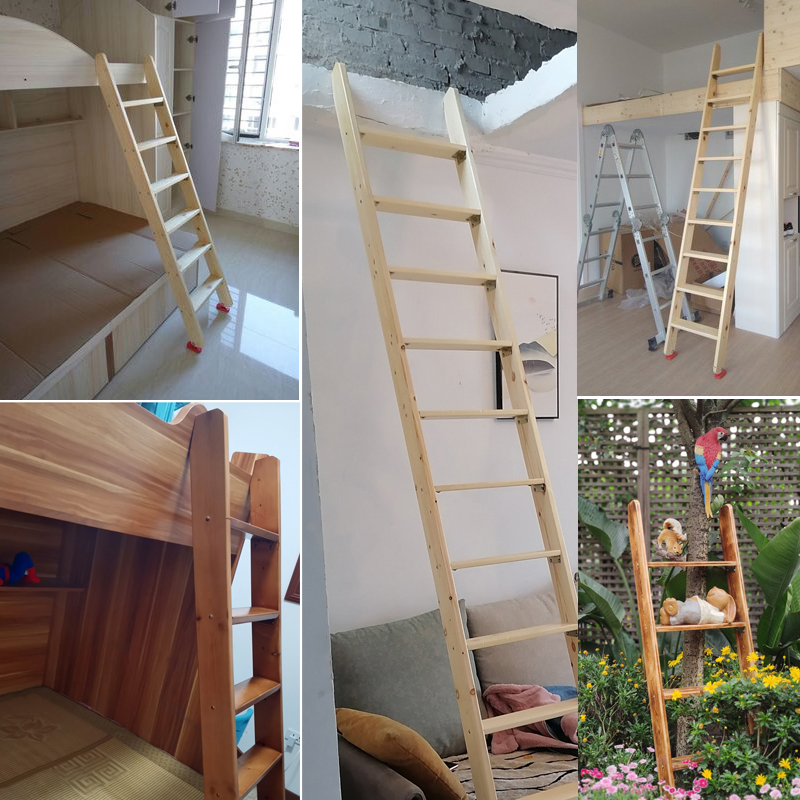 木梯子单梯宿舍上下床松木直梯家用室内外阁楼楼梯家用安全木梯子
