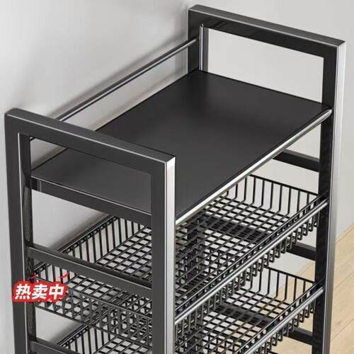 移动厨房菜篮子置物架家用落地多层蔬菜收纳微波炉多功能置物架子