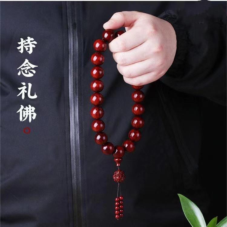 小叶紫檀手持佛珠复古民族风念珠车挂男士女款木珠文玩转运珠手串